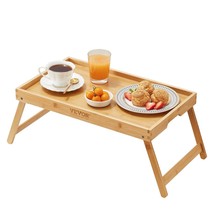 VEVOR Bed Tray Table with Foldable Legs, Bamboo Breakfast Tray for Sofa, Bed, Ea - £47.28 GBP