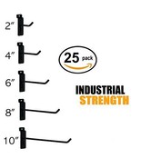 Black Slatwall Hooks Combo Pk of 25 Assorted Sizes(5) of Ea 2&quot;,4&quot;,6&quot;, 8&quot;... - $32.31 CAD
