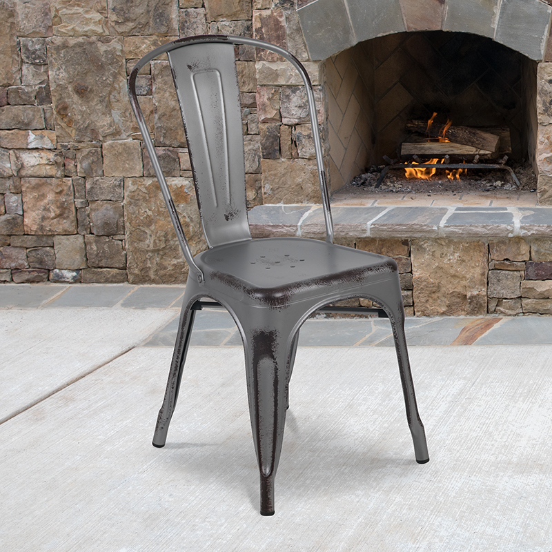 Distressed Silver Metal Chair ET-3534-SIL-GG