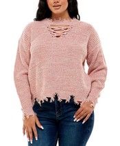 MSRP $44 Planet Gold Juniors&#39; Distressed Sweater Pink Size Small - $19.80