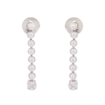 14K Solid White Gold Dangle Diamond Earrings - £945.82 GBP