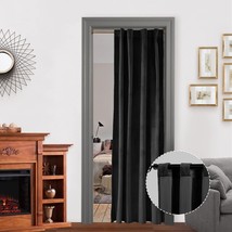 Velvet Blackout Door Curtain Panels For Bedroom, 80 Inch Length, Thermal - £26.84 GBP