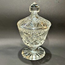 Lead Cut Crystal Glass Pedestal Footed Candy Dish Compote Nut Bowl w Lid... - $22.94