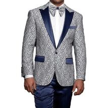Men Insomnia Manzini Blazer Stage Performer Singer MZN136 Sky Blue Lace design image 2