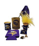 Vintage Minnesota Vikings Lot Troll Flag Pins Candle Coozie - $29.09