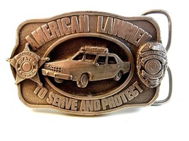 Vintage 1983 Siskiyou American Lawmen To Serve &amp; Protect Belt Buckle - £19.82 GBP