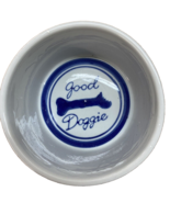 Good Doggie Pet Dog Cat Water Food Ceramic Glazed White Blue Bowl in Bro... - $5.94