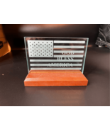God Bless America Flag Glass Wood Decor Desk - €12,03 EUR