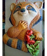 Homco Home Interior Baby Raccoon with Flowers Cute Wall Hanger Decor - £12.82 GBP