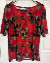 LulaRoe Christmas Poinsettia XL Women&#39;s Top Blouse Shirt - $11.88