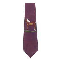 Vintage 1950s Men&#39;s Handpainted Horse Race Horse Novelty Neck Tie Neckti... - £18.23 GBP