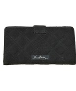 Vera Bradley Black Quilted Fabric Wallet With Snap Closure &amp; Zipper Comp... - $19.68 CAD