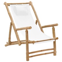 Deck Chair Bamboo and Canvas Cream White - £41.88 GBP