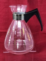 Vintage Pyrex Atomic Glass Coffee Pot Carafe Gold White Brown Diamond - £7.09 GBP