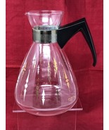 Vintage Pyrex Atomic Glass Coffee Pot Carafe Gold White Brown Diamond - £7.07 GBP