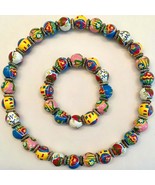 NEW ANGELA MOORE BEADED NECKLACE &amp; BRACELET HOT AIR BALLOONS MULTI-COLOR - £63.28 GBP