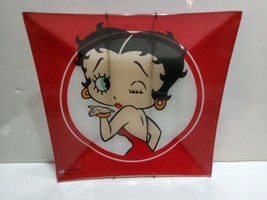 Betty Boop Kiss Wink Glass Decorative Plate Serving Wall Hangings Square... - £29.28 GBP