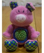 Kids II BRIGHT PINK PIG RATTLE 5&quot; Plush Stuffed Animal - £12.07 GBP