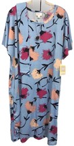 NWT LuLaRoe 3XL Light Blue Pink Floral Knit Marly Pockets &amp; Sash Shift D... - $37.61