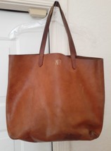 J Crew Leather Bag Tote Carryall Shoulder Bucket Hobo Large Brown Madewell Vtg - £77.07 GBP