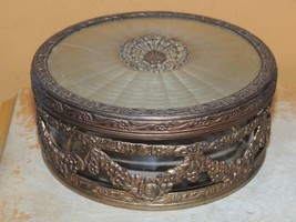 Apollo Gilt Ormolu 4.5&quot; Vanity / Powder Jar Trinket Box Art Nouveau Antique - $101.03 CAD