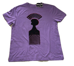 Black History Month BLU Graphic Designer Size Large Afro-Pick Person T-Shirt - £11.09 GBP