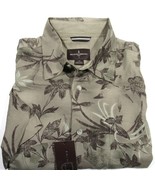 Black Brown 1826 Men's S/S Shirt Hawaiian Floral Leaf Print Khaki Size Large - £19.74 GBP