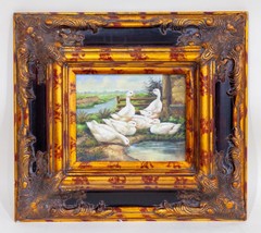Gorgeous Untitled Oil Painting on Board of Ducks with Gilt Baroque Framed - £398.10 GBP