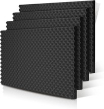 Black, 48&quot; X 24&quot; X 1&quot; Foucarsi Acoustic Foam Egg Crate Panel Studio Foam... - £61.63 GBP