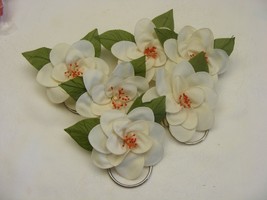 Vintage Handmade Napkin Rings Set of 6 Solid Cream w Orange Bead Pollen #42 - $368.72 MXN