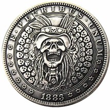 Rare Antique USA United States 1883 Morgan Dollar Skull Zombie Skeleton Cool Sil - £21.82 GBP