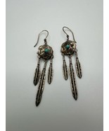 Vintage Murray Jackson Sterling Silver Turquoise Dream Catcher Earrings ... - $49.50