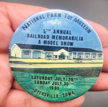 VTG 1995 National Farm Toy Museum 5th Annual Railroad Show Round Pin 2.25&quot; - £8.17 GBP