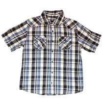 Hurley Mens Shirt Medium Blue White Black Plaid Short Sleeve Button Up C... - $279.41 MXN
