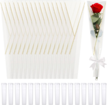 Single flower sleeves bouquet bags w/ water tubes packaging kit 17.7&quot; 35... - £28.47 GBP