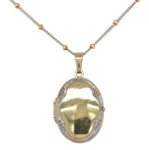 14k White Yellow Gold Locket w/18&quot; 14k White Gold Chain Yellow Gold Bead... - $564.30