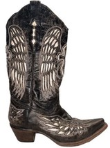 Corral Womens Cowboy Boots A1018 Wings Cross Black &amp; White US  Size 7.5 Nice - £63.71 GBP