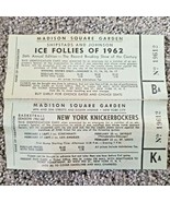 Pair Of 1962 Ice Follies Knicks Employee Full Tickets Madison Square Gar... - £39.46 GBP