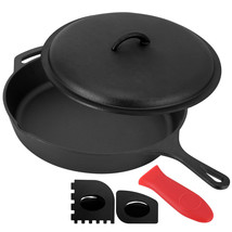 MegaChef 12 Inch Pre-Seasoned Cast Iron Skillet with Cast Iron Lid - $103.49