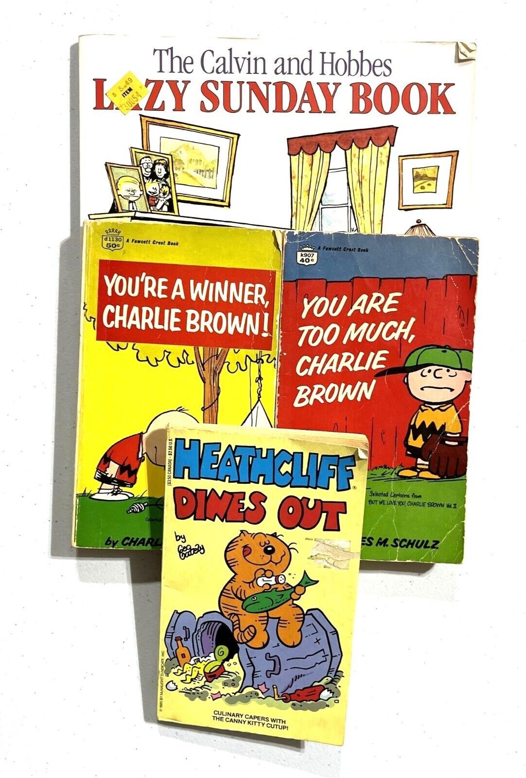 Primary image for 4PK Vintage Comic Books Charlie Brown Healthcliff Calvin and Hobbes