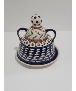 Vintage Boleslawiec Lady Butter Cheese Dish Lid Plate Poland 8&quot; Tall Eve... - $141.30 CAD