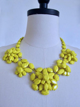 J. Crew BRÛLÉE Yellow Flower Statement Necklace Jeweled Faceted Stones Bold - $45.00