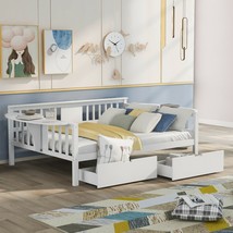 Full size Daybed with Two Drawers, Wood Slat Support, White - £307.37 GBP