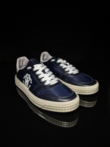 Roberto Cavalli Logo Blue Leather Sneakers Size 13 NIB image 4