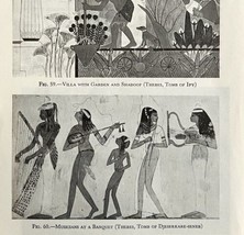 1942 Egypt Musicians and Villa Garden Historical Print Antique Ephemera ... - £16.50 GBP