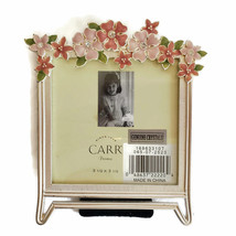 Carr Antiqued Photo Frame Arch Flowers Embellished w/Genuine Crystals 3.5&quot;x3.5&quot; - £15.65 GBP
