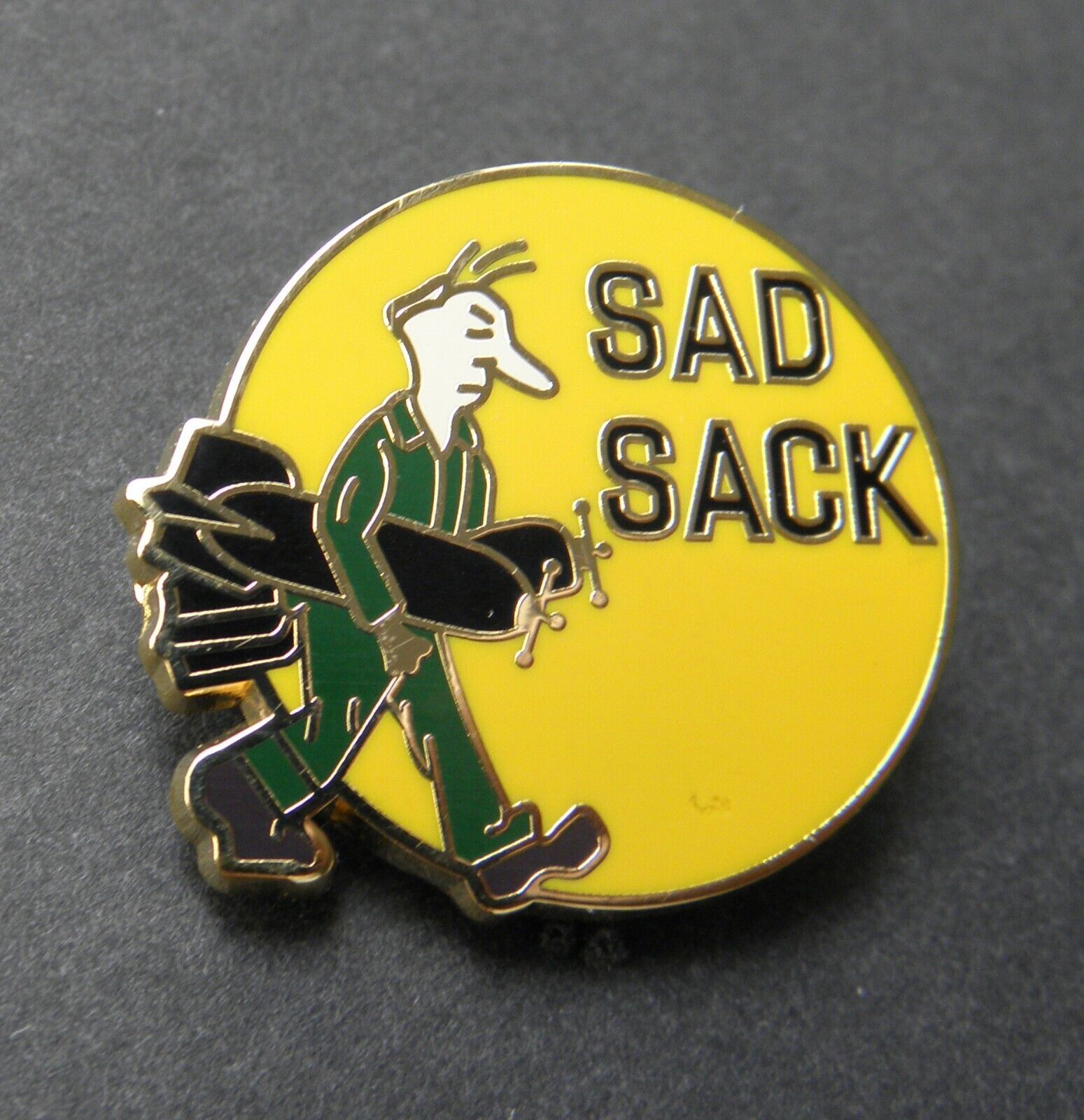 SAD SACK GI USAF AIR FORCE NOSE ART USAAF LAPEL PIN BADGE 1.2 INCHES