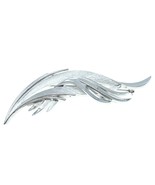 Crown Trifari Silvertone Leaf Brooch Pin Brushed Metal  3-1/2&quot;   - $586.68 MXN