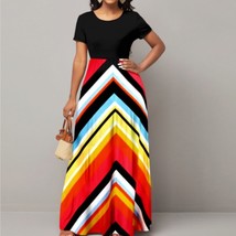 Summer 2022 Fashion Casual Multicolor  work Short Sleeve Oversized Maxi Dresses  - £71.38 GBP