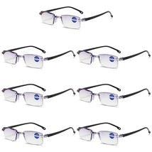 7PK Rimless Blue Light Blocking Reading Glasses Diamond Cut Edge Readers for Men - £10.30 GBP